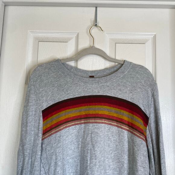Free People Retro Stripe Oversized Sweatshirt Mini Dress Stripe Gray Size Medium - Picture 4 of 8
